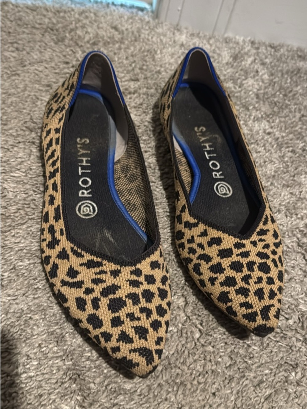 Rothy's Leopard Print Pointed Flats in Tan and Black - Picture 2 of 2